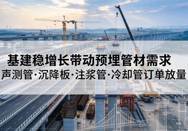 沽源基建稳增长带动预埋监测管材需求，声测管、沉降板、注浆管订单持续放量